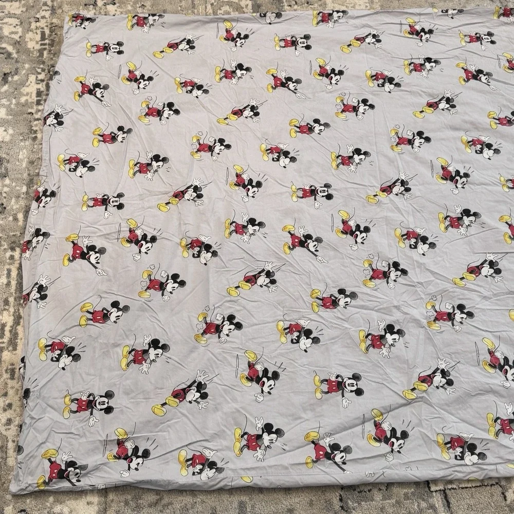 Pottery Barn Kids DISNEY Mickey Mouse Gray Blue Organic Duvet Cover Twin 68x86